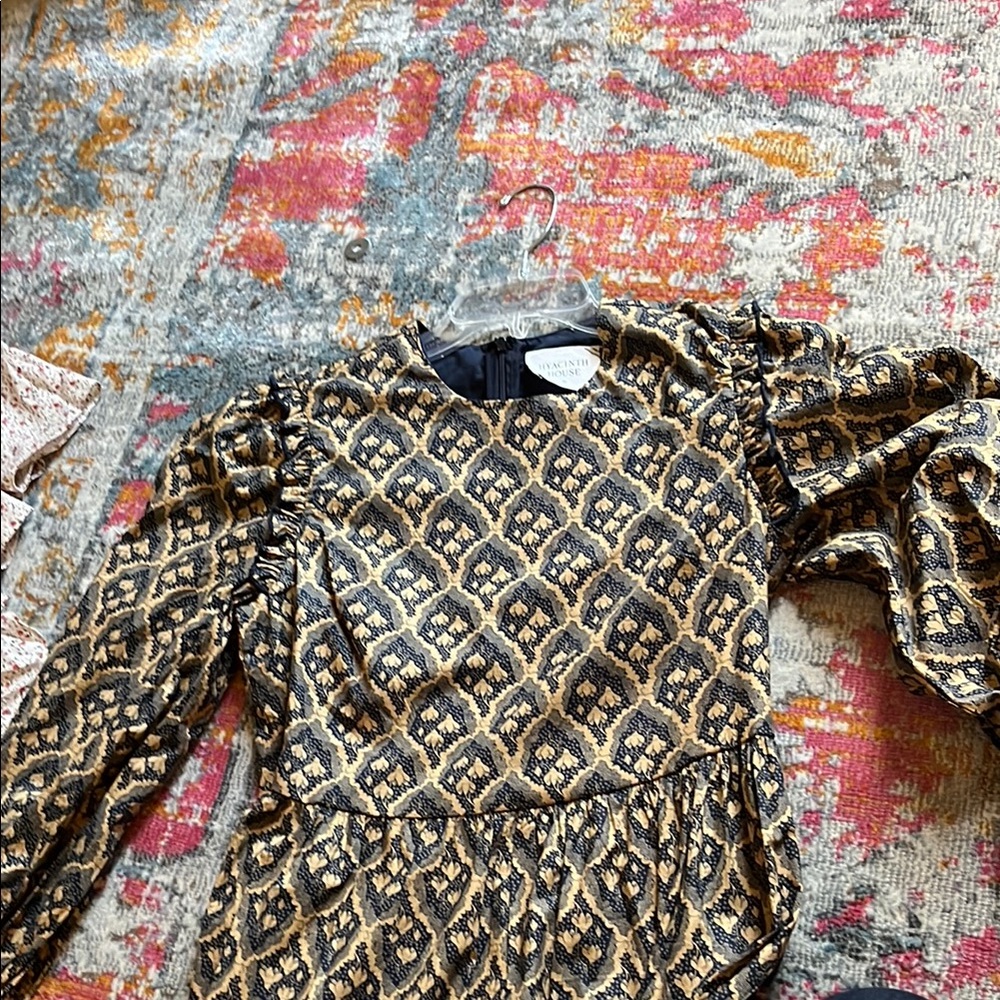 Vince Camuto Gold and Black Patterned Dress